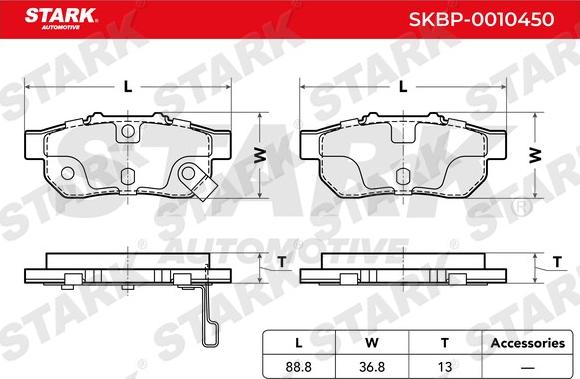 Stark SKBP-0010450 - Brake Pad Set, disc brake autospares.lv