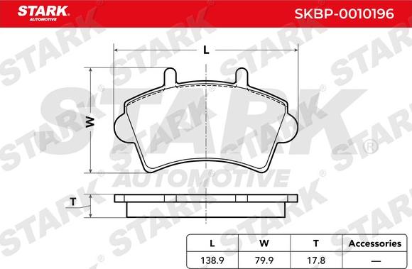 Stark SKBP-0010196 - Brake Pad Set, disc brake autospares.lv