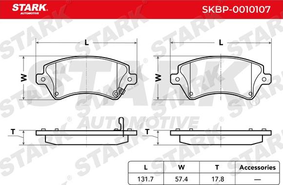 Stark SKBP-0010107 - Brake Pad Set, disc brake autospares.lv