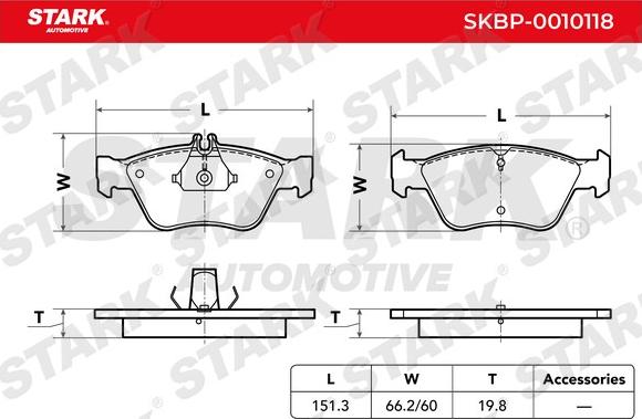 Stark SKBP-0010118 - Brake Pad Set, disc brake autospares.lv