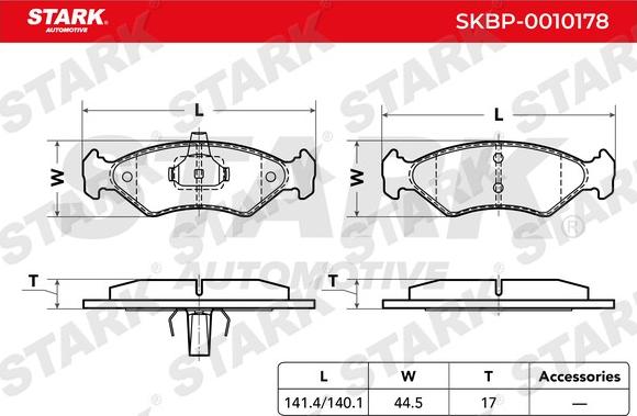 Stark SKBP-0010178 - Brake Pad Set, disc brake autospares.lv