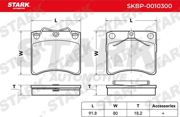 Stark SKBP-0010300 - Brake Pad Set, disc brake autospares.lv