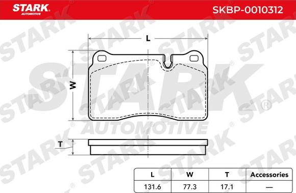 Stark SKBP-0010312 - Brake Pad Set, disc brake autospares.lv