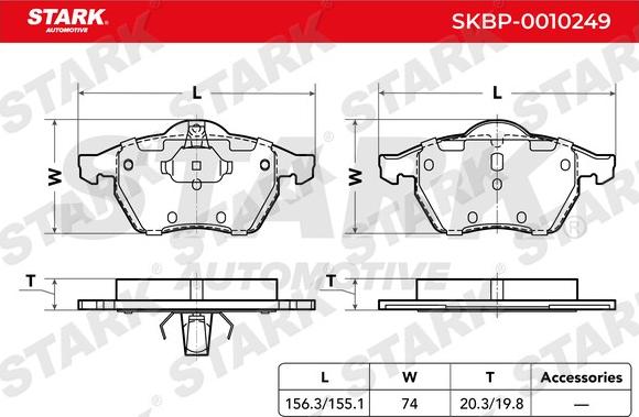 Stark SKBP-0010249 - Brake Pad Set, disc brake autospares.lv