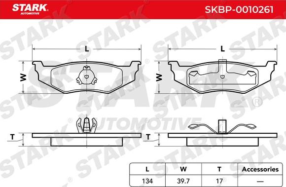 Stark SKBP-0010261 - Brake Pad Set, disc brake autospares.lv