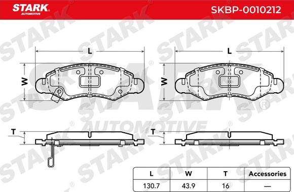 Stark SKBP-0010212 - Brake Pad Set, disc brake autospares.lv