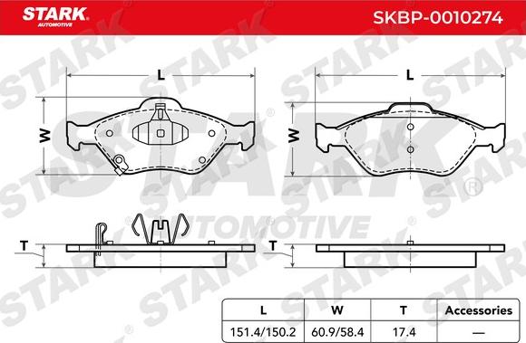 Stark SKBP-0010274 - Brake Pad Set, disc brake autospares.lv