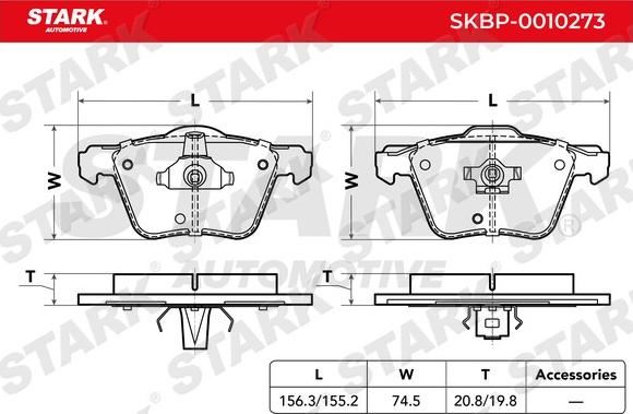 Stark SKBP-0010273 - Brake Pad Set, disc brake autospares.lv