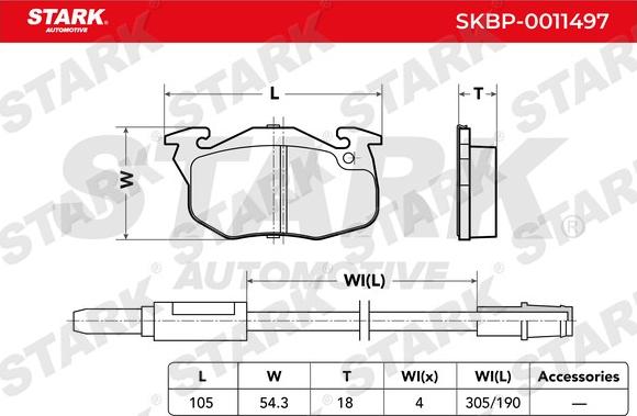 Stark SKBP-0011497 - Brake Pad Set, disc brake autospares.lv