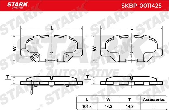 Stark SKBP-0011425 - Brake Pad Set, disc brake autospares.lv