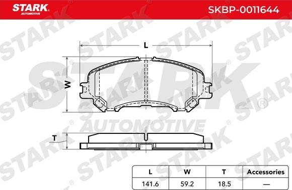 Stark SKBP-0011644 - Brake Pad Set, disc brake autospares.lv