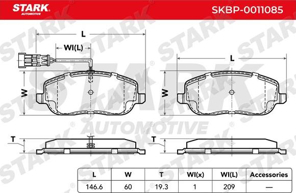 Stark SKBP-0011085 - Brake Pad Set, disc brake autospares.lv