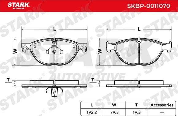 Stark SKBP-0011070 - Brake Pad Set, disc brake autospares.lv