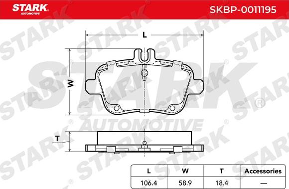 Stark SKBP-0011195 - Brake Pad Set, disc brake autospares.lv