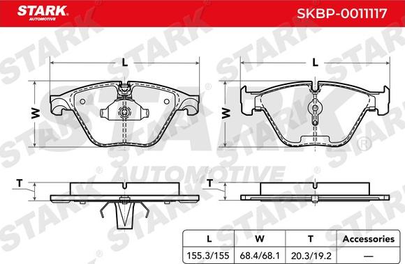 Stark SKBP-0011117 - Brake Pad Set, disc brake autospares.lv