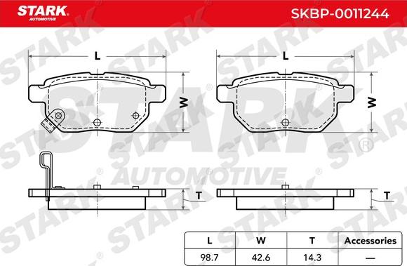 Stark SKBP-0011244 - Brake Pad Set, disc brake autospares.lv
