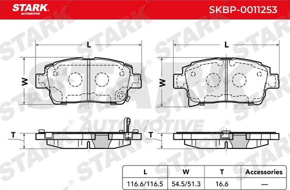 Stark SKBP-0011253 - Brake Pad Set, disc brake autospares.lv