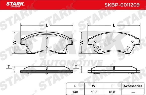 Stark SKBP-0011209 - Brake Pad Set, disc brake autospares.lv