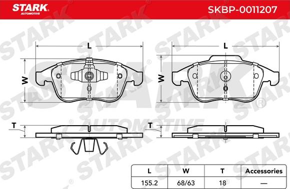 Stark SKBP-0011207 - Brake Pad Set, disc brake autospares.lv