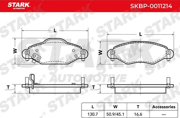 Stark SKBP-0011214 - Brake Pad Set, disc brake autospares.lv