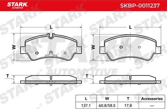 Stark SKBP-0011237 - Brake Pad Set, disc brake autospares.lv