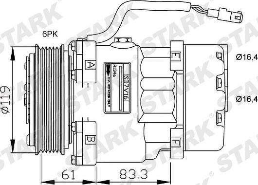 Stark SKKM-0340110 - Compressor, air conditioning autospares.lv