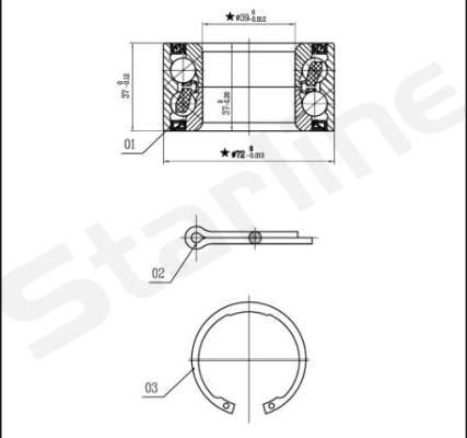 Starline LO 00736 - Wheel hub, bearing Kit autospares.lv