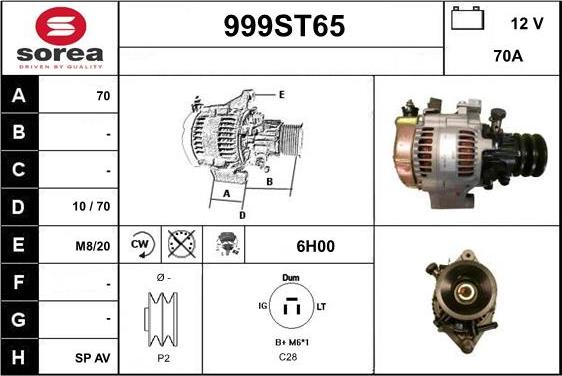 STARTCAR 999ST65 - Alternator autospares.lv