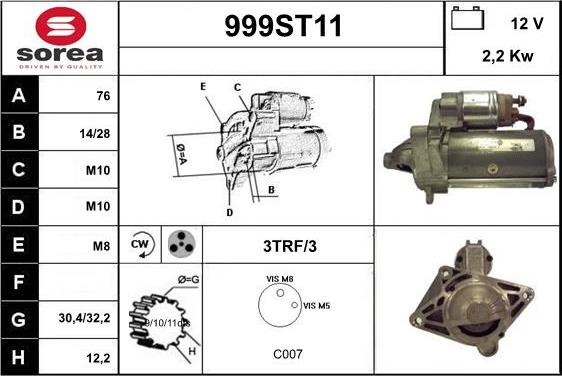 STARTCAR 999ST11 - Starter autospares.lv