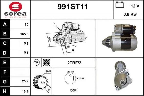 STARTCAR 991ST11 - Starter autospares.lv