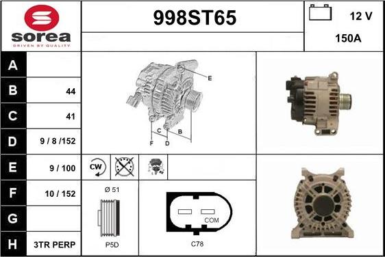 STARTCAR 998ST65 - Alternator autospares.lv