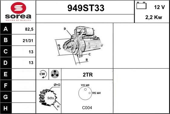 STARTCAR 949ST33 - Starter autospares.lv