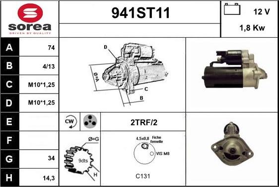 STARTCAR 941ST11 - Starter autospares.lv