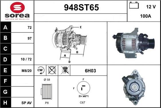 STARTCAR 948ST65 - Alternator autospares.lv