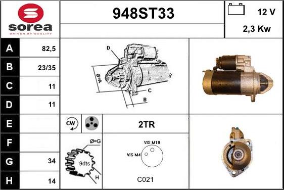 STARTCAR 948ST33 - Starter autospares.lv