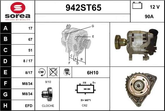 STARTCAR 942ST65 - Alternator autospares.lv