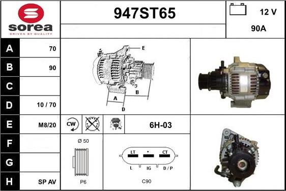STARTCAR 947ST65 - Alternator autospares.lv