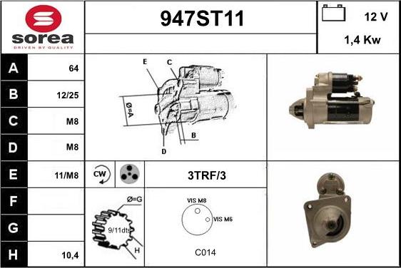 STARTCAR 947ST11 - Starter autospares.lv