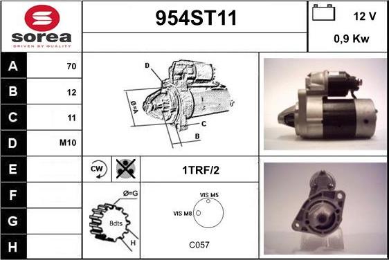 STARTCAR 954ST11 - Starter autospares.lv