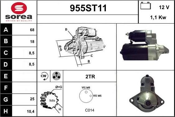 STARTCAR 955ST11 - Starter autospares.lv