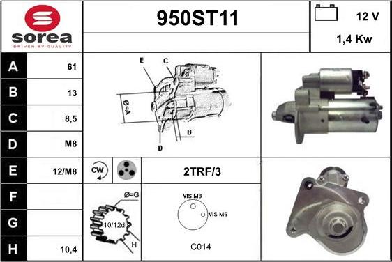 STARTCAR 950ST11 - Starter autospares.lv