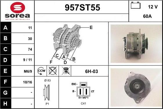 STARTCAR 957ST55 - Alternator autospares.lv