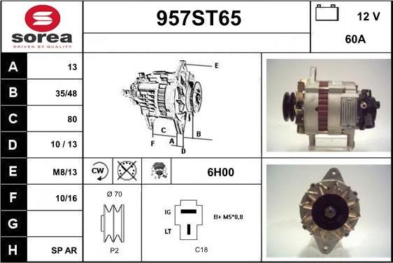 STARTCAR 957ST65 - Alternator autospares.lv