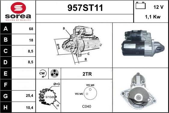 STARTCAR 957ST11 - Starter autospares.lv