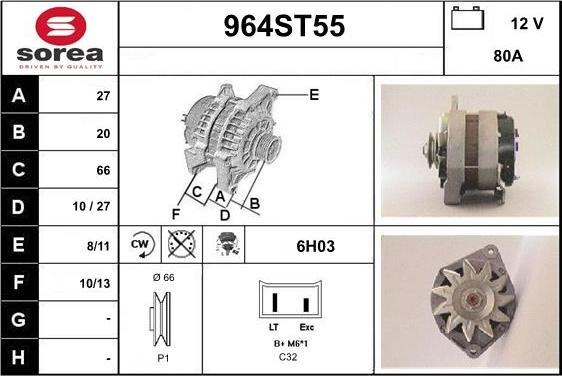 STARTCAR 964ST55 - Alternator autospares.lv