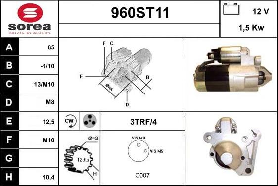 STARTCAR 960ST11 - Starter autospares.lv