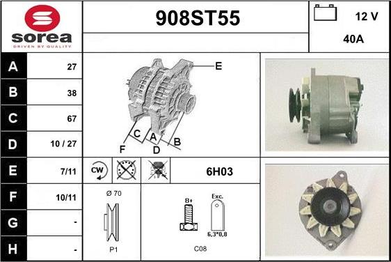 STARTCAR 908ST55 - Alternator autospares.lv