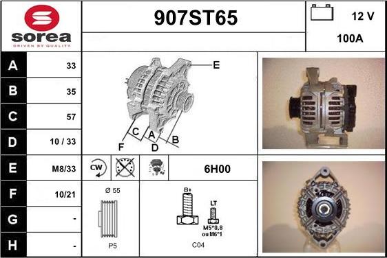 STARTCAR 907ST65 - Alternator autospares.lv