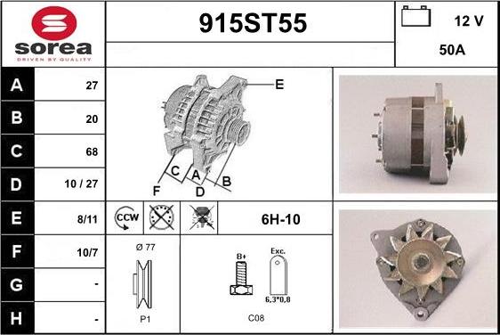 STARTCAR 915ST55 - Alternator autospares.lv