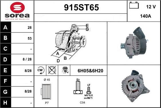 STARTCAR 915ST65 - Alternator autospares.lv